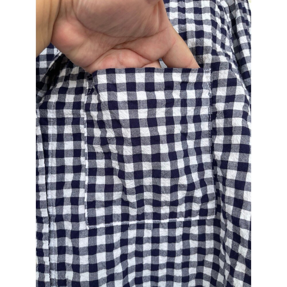 LWN Blue White Gingham 2-Piece Set Top Skirt M Lagenlook Vintage Indie - Picture 4 of 12